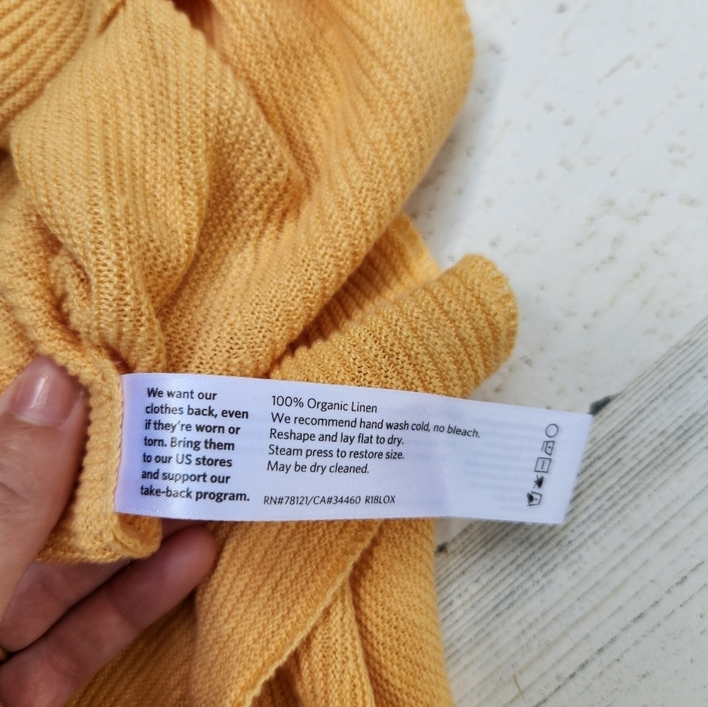 Elieen Fisher Linen Lightweight Sweater Tunic Yellow Size Medium - Picture 4 of 6